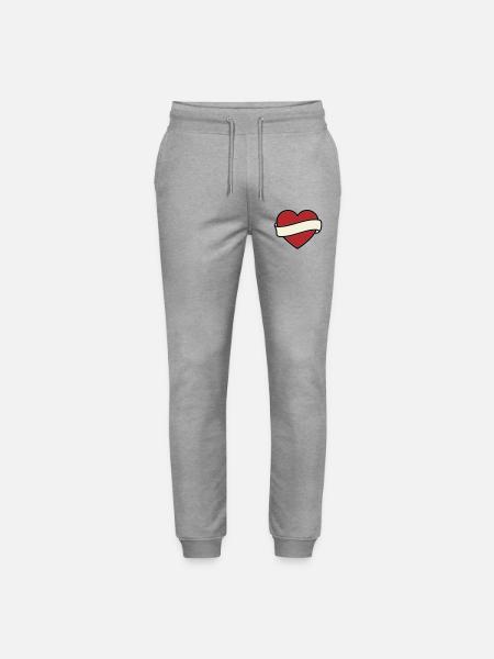 Tattoo Heart Banner Scroll Vector - Stanley/Stella Mover Unisex Organic Jogging Trousers - heather grey