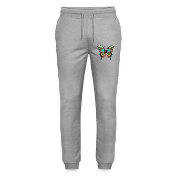 Bunter Schmetterling - Stanley/Stella Unisex Bio Jogginghose Mover  - Grau meliert - Vorne - Marisol (170cm) & Nik (191cm)
