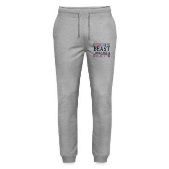 Train beast look beauty - Stanley/Stella Mover Unisex Organic Jogging Trousers - heather grey - Front - Marisol (170cm) & Nik (191cm)