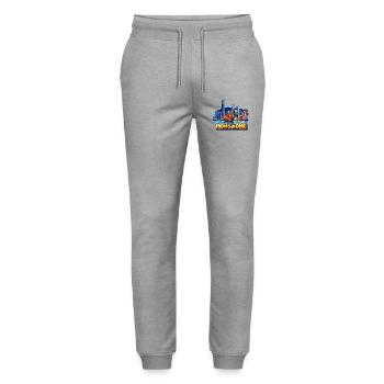 Hong Kong Skyline  - Stanley/Stella Unisex Bio Jogginghose Mover  - Grau meliert - Vorne - Marisol (170cm) & Nik (191cm)