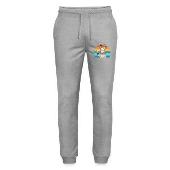 Alpaga avec cocktail et ambiance fête lama - Pantalon de jogging bio MOVER Stanley/Stella unisexe - gris chiné - Devant - Marisol (170cm) & Nik (191cm)