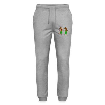 würstchen speise grillen - Stanley/Stella Unisex Bio Jogginghose Mover  - Grau meliert - Vorne - Marisol (170cm) & Nik (191cm)