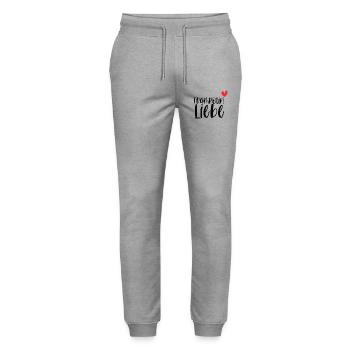 Trampolin Liebe Jumping Fitness Geschenk - Stanley/Stella Unisex Bio Jogginghose Mover  - Grau meliert - Vorne - Marisol (170cm) & Nik (191cm)