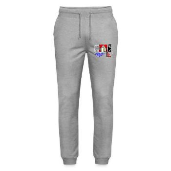 Sun protections - Stanley/Stella Mover Unisex Organic Jogging Trousers - heather grey - Front - Marisol (170cm) & Nik (191cm)