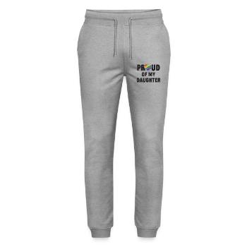 LGBT Pride Month - Proud of my Daughter - Stanley/Stella Mover Unisex Organic Jogging Trousers - heather grey - Front - Marisol (170cm) & Nik (191cm)