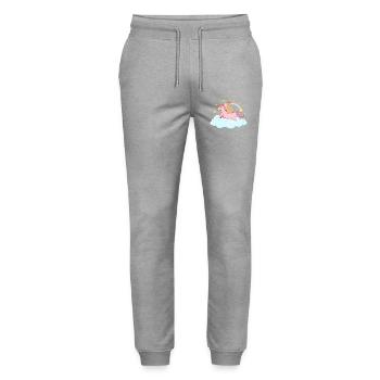Capybara und Einhorn – eine traumhafte Reise - Stanley/Stella Unisex Bio Jogginghose Mover  - Grau meliert - Vorne - Marisol (170cm) & Nik (191cm)