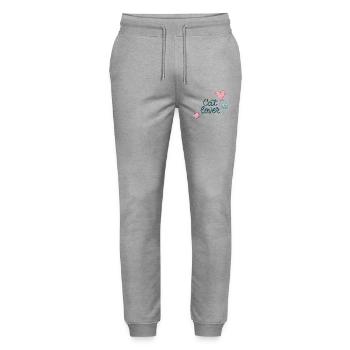 Amour félin avec ballons roses et cœurs - Pantalon de jogging bio MOVER Stanley/Stella unisexe - gris chiné - Devant - Marisol (170cm) & Nik (191cm)