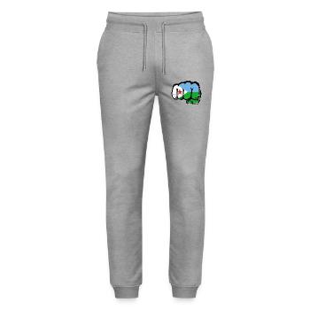 Djibouti Flag Fist - Stanley/Stella Mover Unisex Organic Jogging Trousers - heather grey - Front - Marisol (170cm) & Nik (191cm)