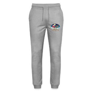 Merry Christmas Reindeer Sleigh - Stanley/Stella Mover Unisex Organic Jogging Trousers - heather grey - Front - Marisol (170cm) & Nik (191cm)