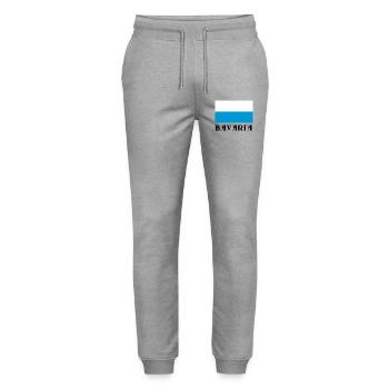 Horizontal White-Blue-Black Line - Stanley/Stella Mover Unisex Organic Jogging Trousers - heather grey - Front - Marisol (170cm) & Nik (191cm)
