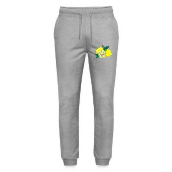 Citrus Print - Stanley/Stella Mover Unisex Organic Jogging Trousers - heather grey - Front - Marisol (170cm) & Nik (191cm)