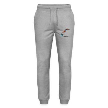Swimmer Jump on Surfboard - Stanley/Stella Mover Unisex Organic Jogging Trousers - heather grey - Front - Marisol (170cm) & Nik (191cm)