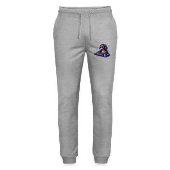 DJ Mole avec platines – Musique & ambiances de fête - Pantalon de jogging bio MOVER Stanley/Stella unisexe - gris chiné - Devant - Marisol (170cm) & Nik (191cm)