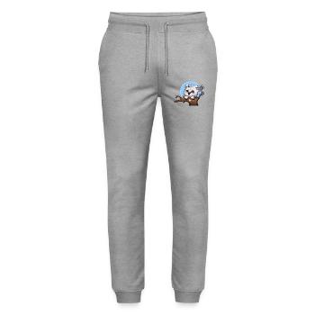 Little Panda on Branch with Clock - Stanley/Stella Mover Unisex Organic Jogging Trousers - heather grey - Front - Marisol (170cm) & Nik (191cm)