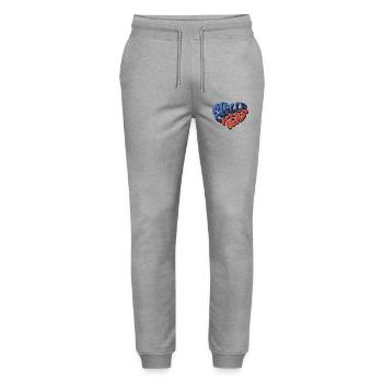 Malle Crew Logo Retro - Stanley/Stella Unisex Bio Jogginghose Mover  - Grau meliert - Vorne - Marisol (170cm) & Nik (191cm)