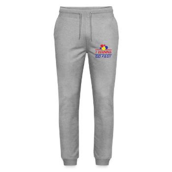 Ich will schnell rennen Humor - Stanley/Stella Unisex Bio Jogginghose Mover  - Grau meliert - Vorne - Marisol (170cm) & Nik (191cm)