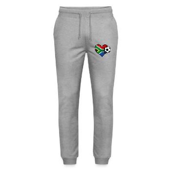 Südafrika Flagge Fußball mit Herz used - Stanley/Stella Unisex Bio Jogginghose Mover  - Grau meliert - Vorne - Marisol (170cm) & Nik (191cm)