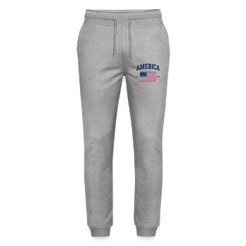 American Flag USA United States of America US 4th  - Pantalon de jogging bio MOVER Stanley/Stella unisexe - gris chiné - Devant - Marisol (170cm) & Nik (191cm)