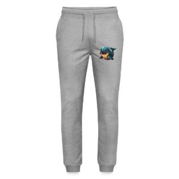 Kuschelfreund Wal Cartoon - Stanley/Stella Unisex Bio Jogginghose Mover  - Grau meliert - Vorne - Marisol (170cm) & Nik (191cm)
