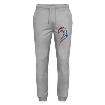 Tatouage gothique bleu marbré - Pantalon de jogging bio MOVER Stanley/Stella unisexe - gris chiné - Devant - Marisol (170cm) & Nik (191cm)