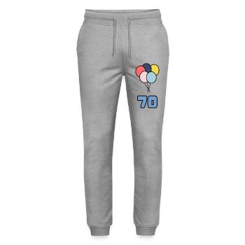 70. 70 YEARS. 70TH ANNIVERSARY. BIRTHDAY 70 YEARS. - Stanley/Stella Mover Unisex Organic Jogging Trousers - heather grey - Front - Marisol (170cm) & Nik (191cm)