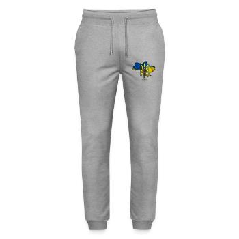 Ukraine outline trident Zelensky - Stanley/Stella Mover Unisex Organic Jogging Trousers - heather grey - Front - Marisol (170cm) & Nik (191cm)
