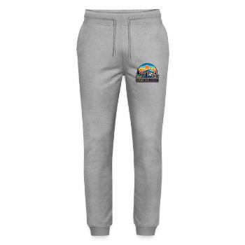 Retro Sunset Camping RV Crew - Stanley/Stella Unisex Bio Jogginghose Mover  - Grau meliert - Vorne - Marisol (170cm) & Nik (191cm)
