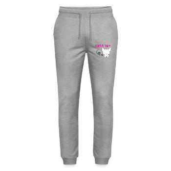 Kiss my Bulldog - Französischer Frechdachs - Stanley/Stella Unisex Bio Jogginghose Mover  - Grau meliert - Vorne - Marisol (170cm) & Nik (191cm)