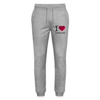 I LOVE CHERRIES - Stanley/Stella Mover Unisex Organic Jogging Trousers - heather grey - Front - Marisol (170cm) & Nik (191cm)