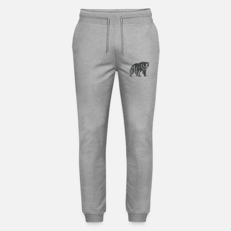Abstract bear with line patterns - Stanley/Stella Mover Unisex Organic Jogging Trousers - heather grey