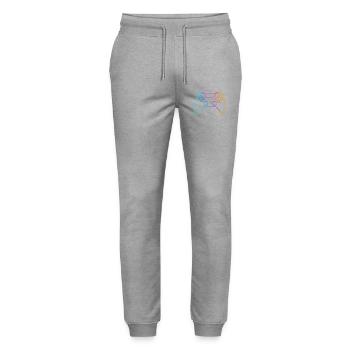 Neon Gamepad – Colorful Controller Motif - Stanley/Stella Mover Unisex Organic Jogging Trousers - heather grey - Front - Marisol (170cm) & Nik (191cm)