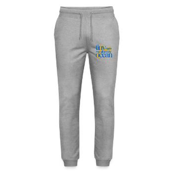 Tiny ripple in a stormy ocean (orange background) - Stanley/Stella Mover Unisex Organic Jogging Trousers - heather grey - Front - Marisol (170cm) & Nik (191cm)