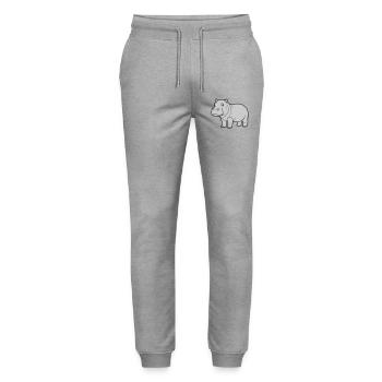 Nilpferd Stehend Comic Tier Zoo - Stanley/Stella Unisex Bio Jogginghose Mover  - Grau meliert - Vorne - Marisol (170cm) & Nik (191cm)