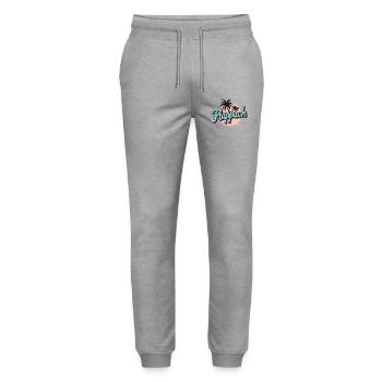 Flappach Palm Trees Retro Summer - Stanley/Stella Mover Unisex Organic Jogging Trousers - heather grey - Front - Marisol (170cm) & Nik (191cm)