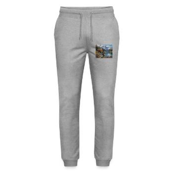 Alpen-Elch am Bergsee - Stanley/Stella Unisex Bio Jogginghose Mover  - Grau meliert - Vorne - Marisol (170cm) & Nik (191cm)