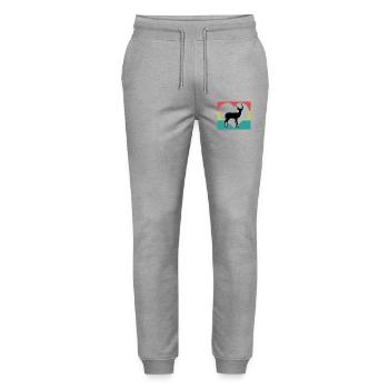 Antilope Herz Vintage Silhouette - Stanley/Stella Unisex Bio Jogginghose Mover  - Grau meliert - Vorne - Marisol (170cm) & Nik (191cm)