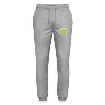 Niedlicher Capy Go Lucky Capybara Vierblattklee-Patch - Stanley/Stella Unisex Bio Jogginghose Mover  - Grau meliert - Vorne - Marisol (170cm) & Nik (191cm)