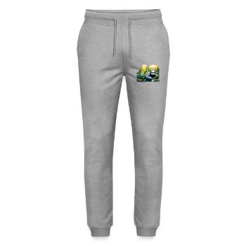 40 ans de paresseux 40e cadeau d’anniversaire - Pantalon de jogging bio MOVER Stanley/Stella unisexe - gris chiné - Devant - Marisol (170cm) & Nik (191cm)