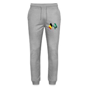 Flag Belgium and flag East Flanders - Stanley/Stella Mover Unisex Organic Jogging Trousers - heather grey - Front - Marisol (170cm) & Nik (191cm)