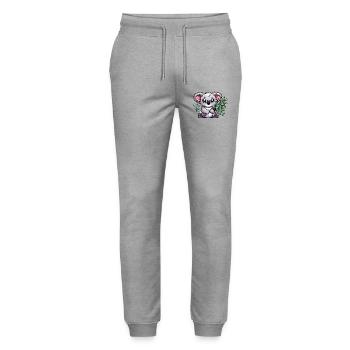 The cute koala with a eucalyptus bouquet - Stanley/Stella Mover Unisex Organic Jogging Trousers - heather grey - Front - Marisol (170cm) & Nik (191cm)