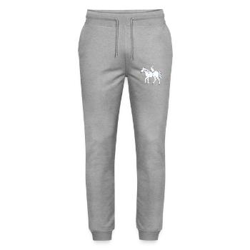 Pastell Einhorn mit Häschen - Stanley/Stella Unisex Bio Jogginghose Mover  - Grau meliert - Vorne - Marisol (170cm) & Nik (191cm)
