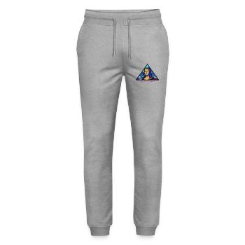 Paris in Glass Mona Lisa (La Joconde) - Stanley/Stella Mover Unisex Organic Jogging Trousers - heather grey - Front - Marisol (170cm) & Nik (191cm)