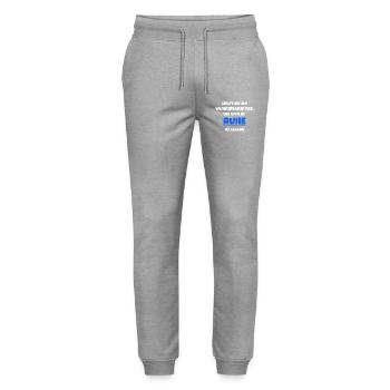 Heute ist ein wunderbarer Tag Ruhe - Stanley/Stella Unisex Bio Jogginghose Mover  - Grau meliert - Vorne - Marisol (170cm) & Nik (191cm)