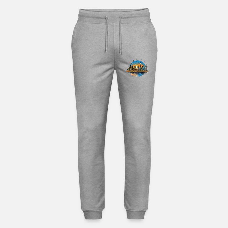 Sunset Skyline Reflection - Stanley/Stella Mover Unisex Organic Jogging Trousers - heather grey