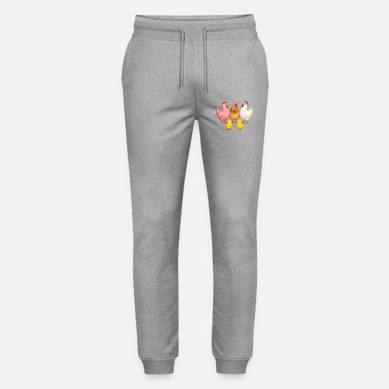 Chickens with chicks - Stanley/Stella Mover Unisex Organic Jogging Trousers - heather grey