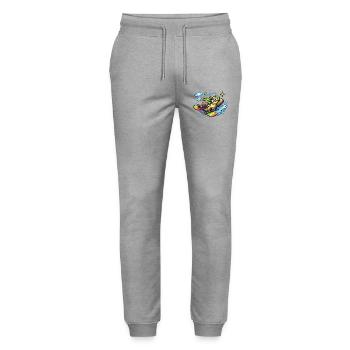 Snow Surfer Sloth - Stanley/Stella Mover Unisex Organic Jogging Trousers - heather grey - Front - Marisol (170cm) & Nik (191cm)