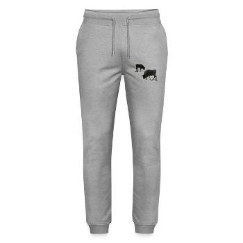 Bison with young animal - Stanley/Stella Mover Unisex Organic Jogging Trousers - heather grey - Front - Marisol (170cm) & Nik (191cm)