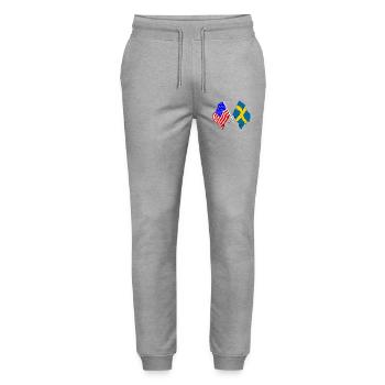 Drapeau des États-Unis et drapeau de la Suède - Pantalon de jogging bio MOVER Stanley/Stella unisexe - gris chiné - Devant - Marisol (170cm) & Nik (191cm)