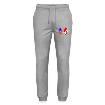 Flag USA and flag Canada - Stanley/Stella Mover Unisex Organic Jogging Trousers - heather grey - Front - Marisol (170cm) & Nik (191cm)