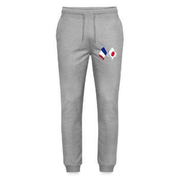 Flag of France and flag of Japan - Stanley/Stella Mover Unisex Organic Jogging Trousers - heather grey - Front - Marisol (170cm) & Nik (191cm)